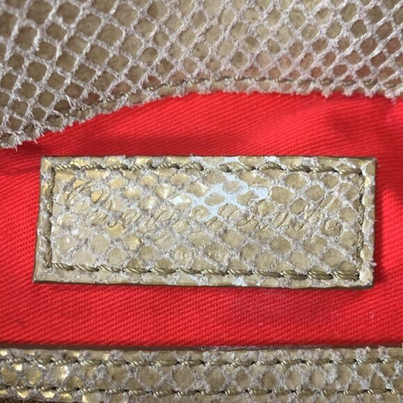 Dooney & Bourke Belvedere gold snakeskin textured leather Logo Lock hobo bag - Picture 7 of 14